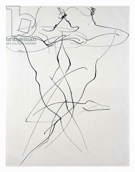 Постер Two figures in opposing motion, dance, 1928, by Oskar Schlemmer. Germany, 20th century. с типом исполнения На холсте в раме в багетной раме 221-03