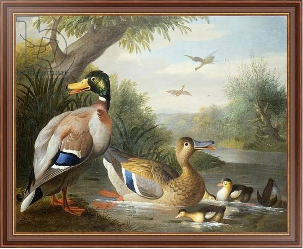 Постер Ducks in a River Landscape с типом исполнения На холсте в раме в багетной раме 35-M719P-83