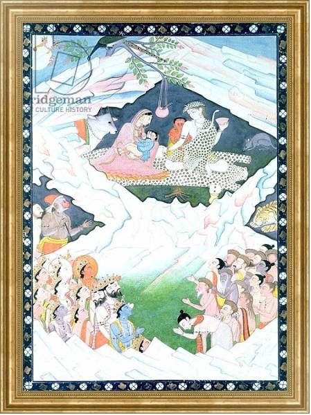 Постер The Holy Family of Shiva and Parvati on Mount Kailash с типом исполнения На холсте в раме в багетной раме NA033.1.051