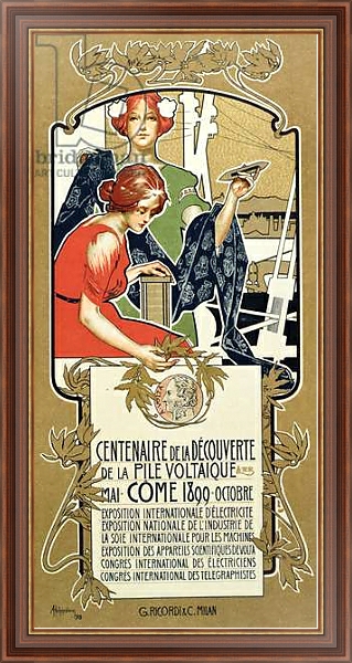 Постер Poster advertising the Centenary of the Discovery of the Voltaic Pile, 1899 с типом исполнения На холсте в раме в багетной раме 35-M719P-83