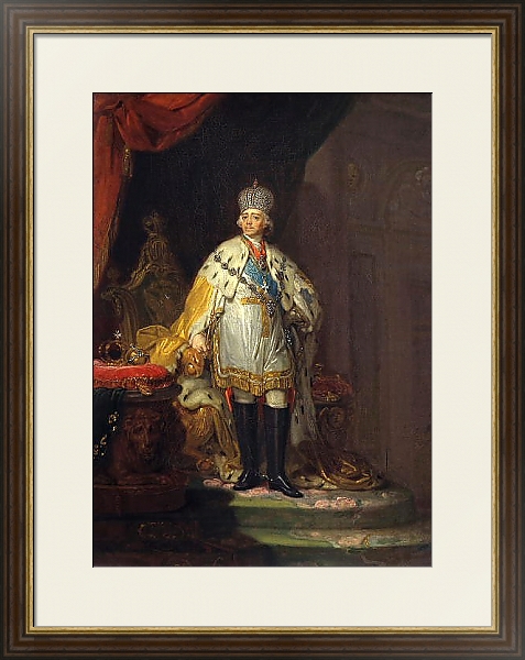 Постер Портрет Павла I в белом далматике с типом исполнения Под стеклом в багетной раме 1.023.036