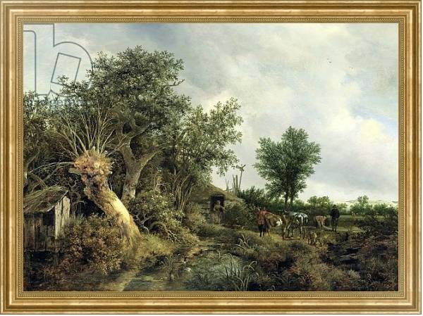 Постер Landscape with a Hut, 1646 с типом исполнения На холсте в раме в багетной раме NA033.1.051