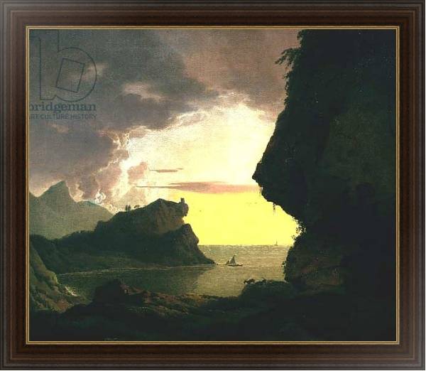 Постер Sunset on the Coast near Naples, c.1785-90 с типом исполнения На холсте в раме в багетной раме 1.023.151