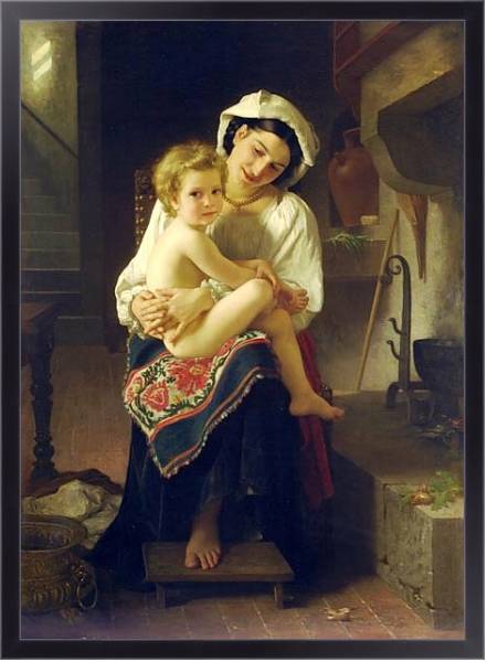 Постер Молодая мать смотрит на своего ребенка с типом исполнения На холсте в раме в багетной раме 221-01