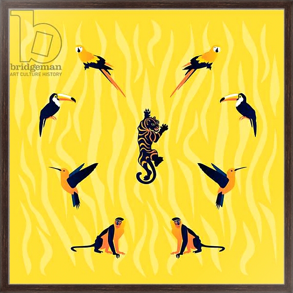 Постер animals-yellow-black с типом исполнения На холсте в раме в багетной раме 221-02