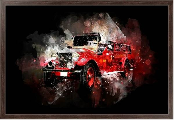 Постер Рисунок красного автомобиля с типом исполнения На холсте в раме в багетной раме 221-02