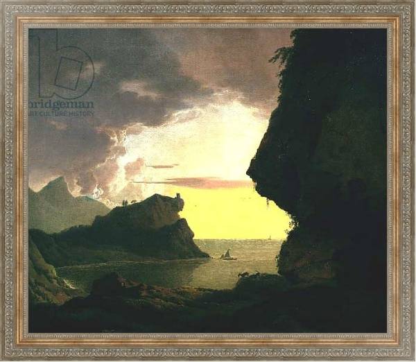 Постер Sunset on the Coast near Naples, c.1785-90 с типом исполнения На холсте в раме в багетной раме 484.M48.310