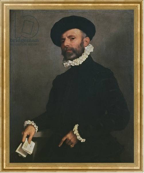 Постер Portrait of a Man holding a Letter, c.1570-75 с типом исполнения На холсте в раме в багетной раме NA033.1.051