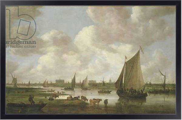 Постер A View of Leiden from the North East с типом исполнения На холсте в раме в багетной раме 221-01