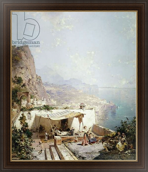 Постер Amalfi - Gulf of Salerno; Amalfi - Golfe de Salerne, с типом исполнения На холсте в раме в багетной раме 1.023.151