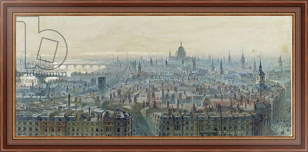 Постер Panorama of London from the top of the Monument, looking west, 1848 с типом исполнения На холсте в раме в багетной раме 35-M719P-83