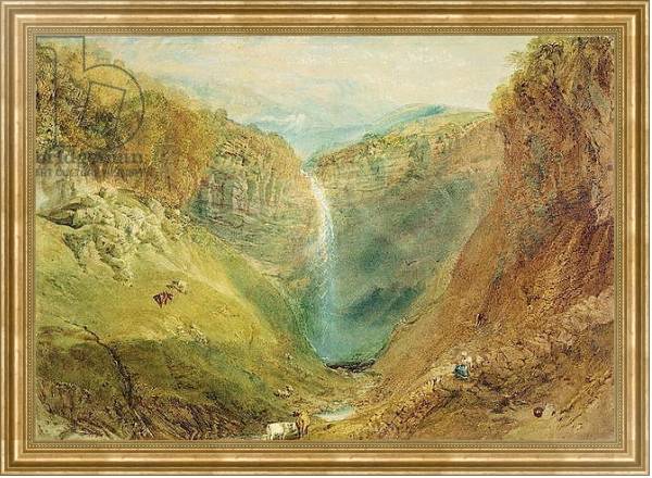 Постер Hardraw Fall, Yorkshire, c.1820 с типом исполнения На холсте в раме в багетной раме NA033.1.051