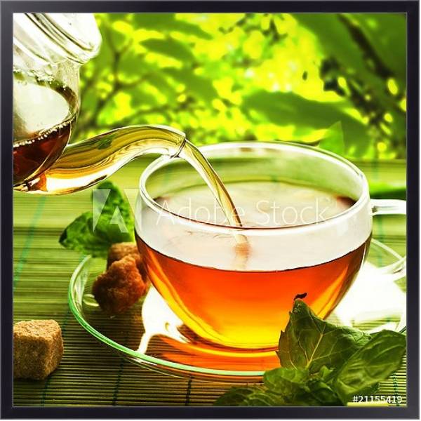 Постер Чайник травяного чая с типом исполнения На холсте в раме в багетной раме 221-01