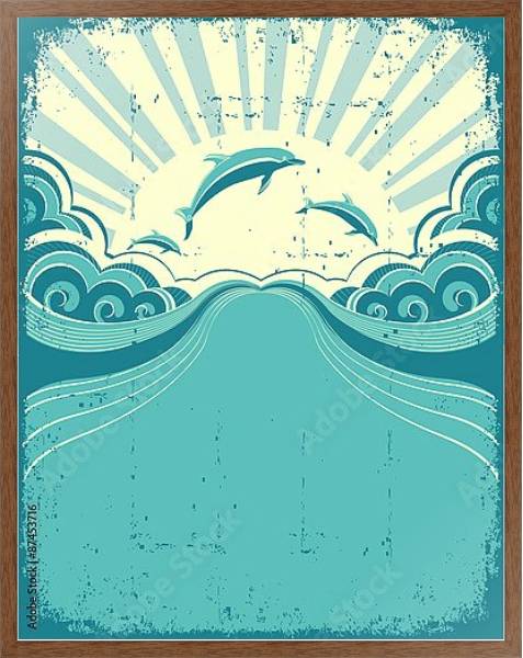 Постер Дельфины в море 2 с типом исполнения На холсте в раме в багетной раме 1727.4310