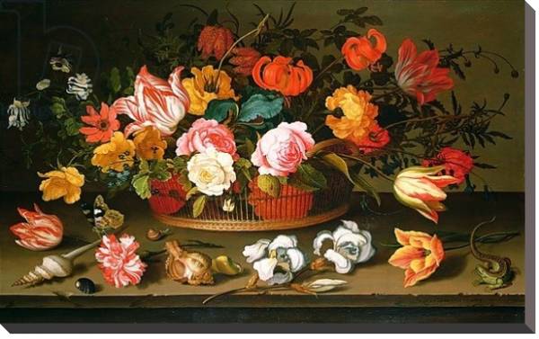 Постер Basket of flowers, 1625 с типом исполнения На холсте без рамы