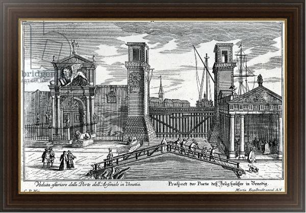 Постер View of the gates at the entrance to the Arsenal in Venice, published by Martin Engelbrecht, c.1740s с типом исполнения На холсте в раме в багетной раме 1.023.151