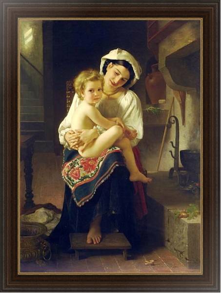 Постер Молодая мать смотрит на своего ребенка с типом исполнения На холсте в раме в багетной раме 1.023.151