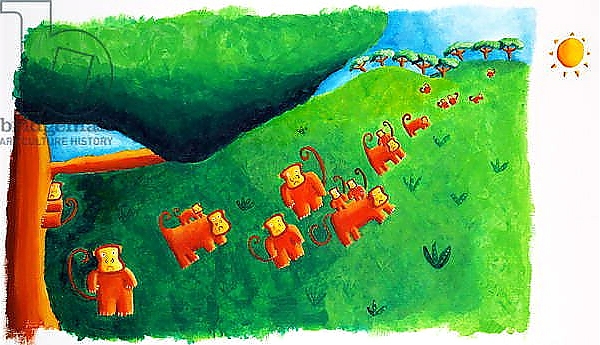 Постер Monkeys leaving tree, 2002 с типом исполнения На холсте без рамы