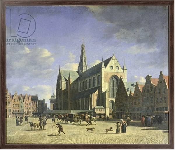 Постер The Groote Markt Haarlem с типом исполнения На холсте в раме в багетной раме 221-02