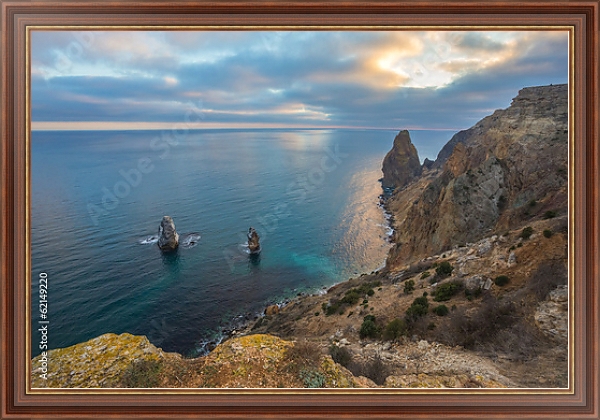 Постер Крым, Черное море. Скалы с типом исполнения На холсте в раме в багетной раме 35-M719P-83
