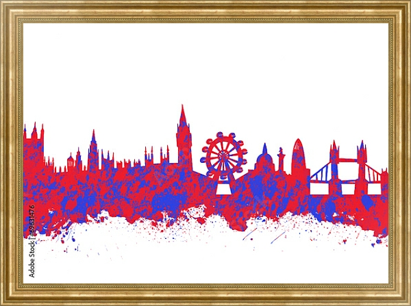 Постер Акварельный художественный оттиск лондонского горизонта с типом исполнения На холсте в раме в багетной раме NA033.1.051