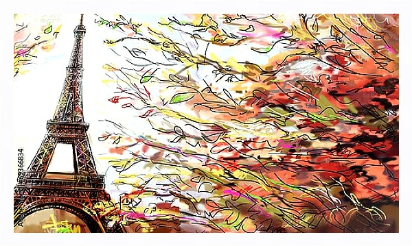 Постер Французские зарисовки #74 с типом исполнения На холсте в раме в багетной раме 221-03