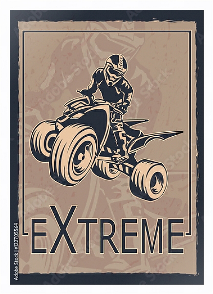 Постер Экстремальный спорт на квадроцикле с типом исполнения На холсте в раме в багетной раме 221-03