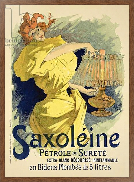 Постер Reproduction of a poster advertising 'Saxoleine', safe parrafin oil, 1896 с типом исполнения На холсте в раме в багетной раме 1727.4310