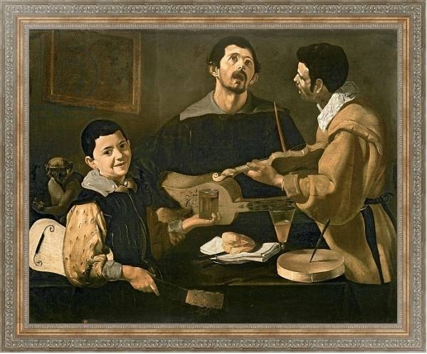 Постер Three Musicians, 1618 с типом исполнения На холсте в раме в багетной раме 484.M48.310