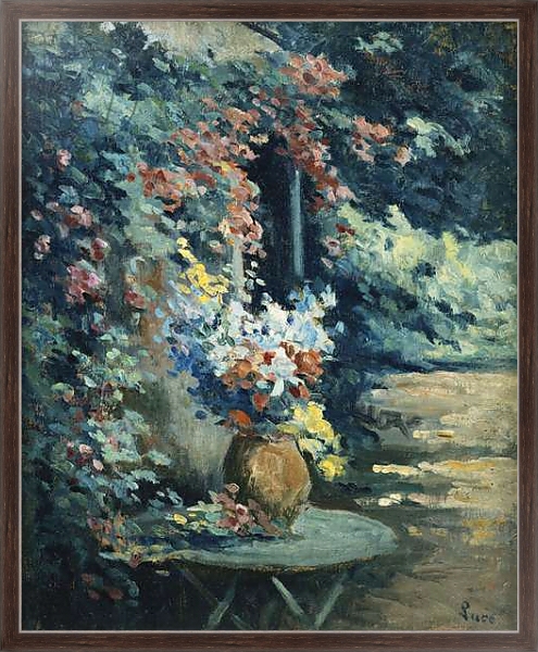 Постер Flowers in a Landscape; Bouquet de Fleurs dans un Paysage, с типом исполнения На холсте в раме в багетной раме 221-02