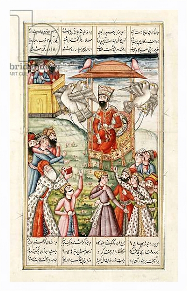 Постер The Legend of King Kai-Kaus, from the 'Shahnama' by Abu'l-Qasim Manur Firdawsi c.1830 с типом исполнения На холсте в раме в багетной раме 221-03