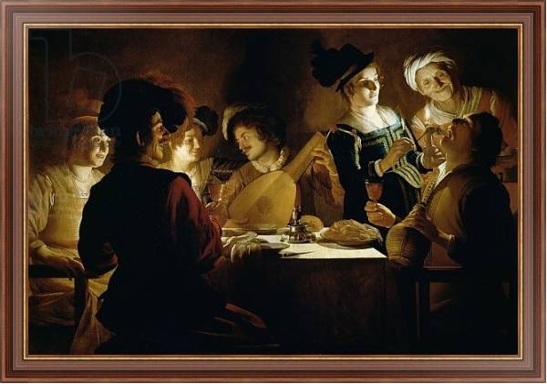 Постер A Feast with a Lute PLayer, c.1620 с типом исполнения На холсте в раме в багетной раме 35-M719P-83