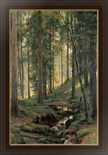 Постер Ручей в лесу 2 с типом исполнения На холсте в раме в багетной раме 1.023.151
