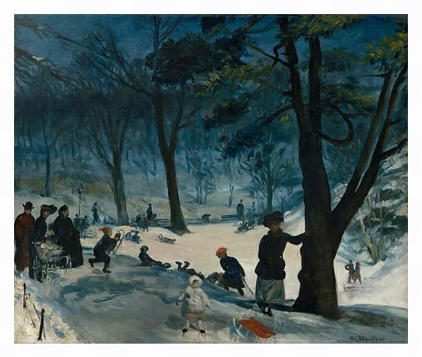 Постер Central Park, Winter, c.1905 с типом исполнения На холсте в раме в багетной раме 221-03