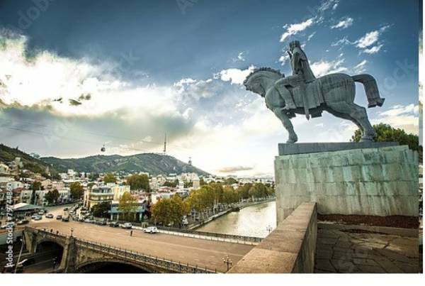 Постер Грузия, Тбилиси. Вид на город 2 с типом исполнения На холсте без рамы