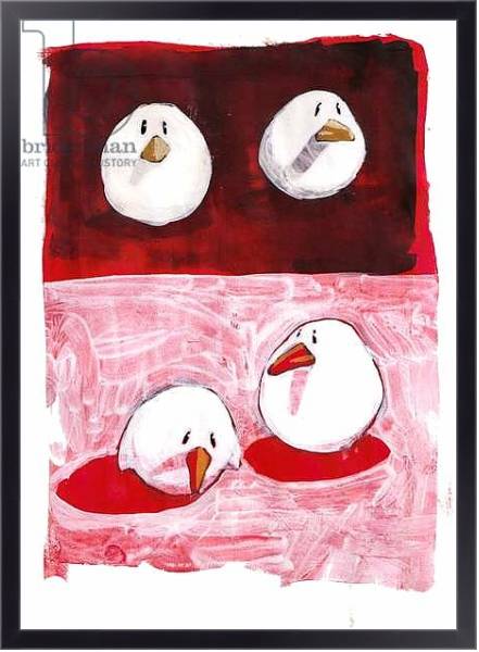 Постер Birds on Black and White on Red с типом исполнения На холсте в раме в багетной раме 221-01