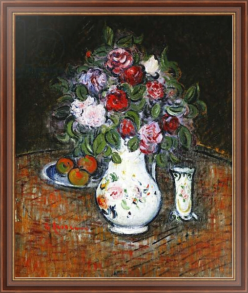 Постер Vase of Flowers and Bowl of Fruit; Vase de Fleurs et Bol de Fruits, с типом исполнения На холсте в раме в багетной раме 35-M719P-83