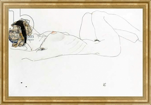 Постер Reclining female nude, 1912 с типом исполнения На холсте в раме в багетной раме NA033.1.051