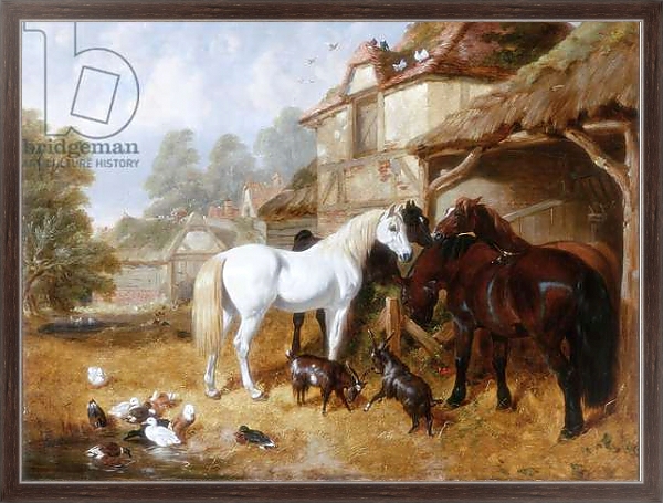 Постер Horses in a Farmyard с типом исполнения На холсте в раме в багетной раме 221-02