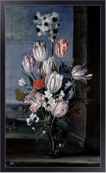 Постер Flowers in a Crystal Vase, 1652 с типом исполнения На холсте в раме в багетной раме 221-01