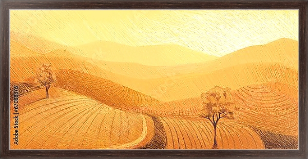 Постер Оранжевый горизонт с типом исполнения На холсте в раме в багетной раме 221-02