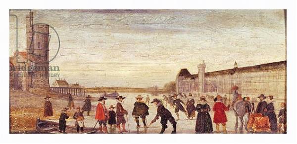 Постер Skaters on the Seine in 1608 с типом исполнения На холсте в раме в багетной раме 221-03