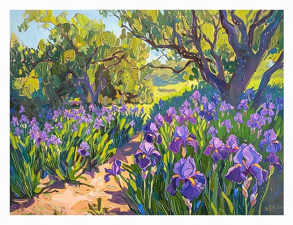 Постер Clearing of purple irises с типом исполнения На холсте в раме в багетной раме 221-03