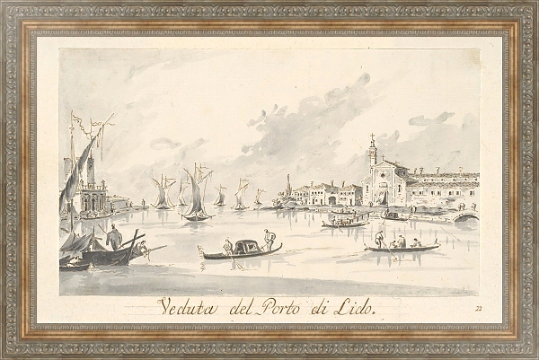 Постер The Porto di Lido, with the Fortezza Sant’Andrea on the Left с типом исполнения На холсте в раме в багетной раме 484.M48.310