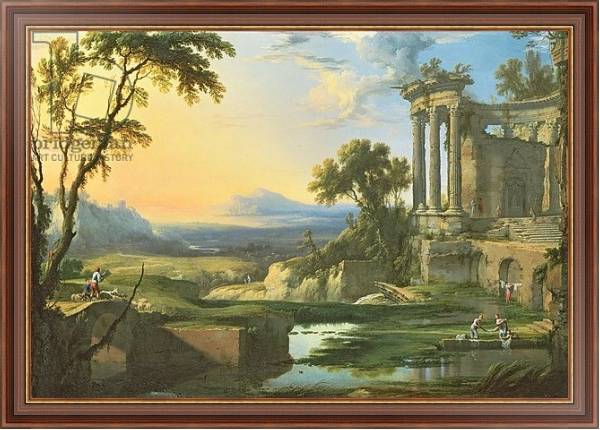 Постер Italian landscape with ruins с типом исполнения На холсте в раме в багетной раме 35-M719P-83