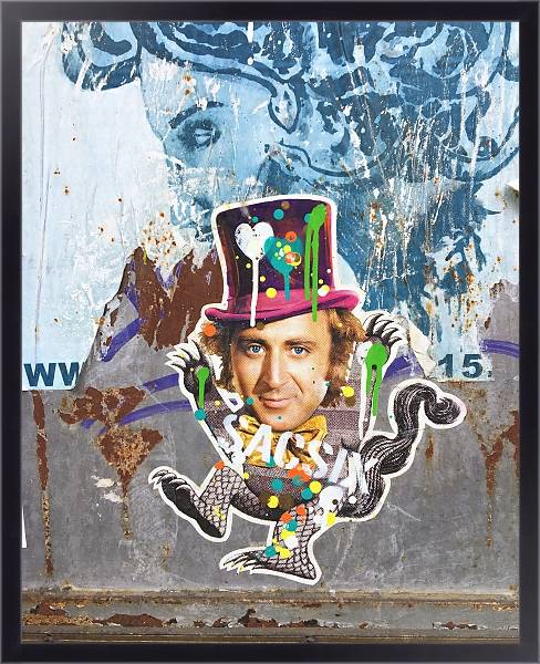 Постер Рисунок шляпника на стене с типом исполнения На холсте в раме в багетной раме 221-01