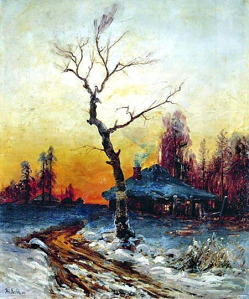 Постер Зимний вечер. 1898 с типом исполнения На холсте без рамы