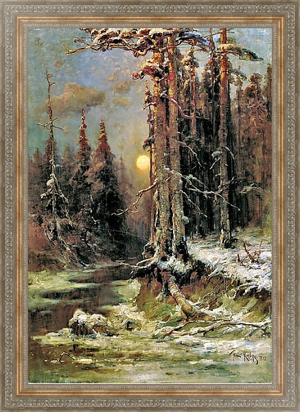 Постер Закат солнца зимой. 1897 с типом исполнения На холсте в раме в багетной раме 484.M48.310