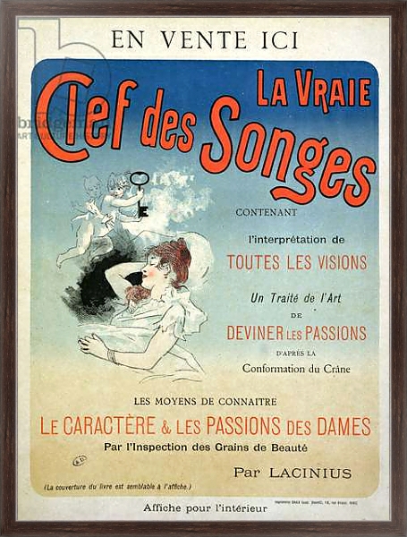 Постер Poster advertising the book 'La Vraie Clef des Songes' by Lacinius, 1892 с типом исполнения На холсте в раме в багетной раме 221-02