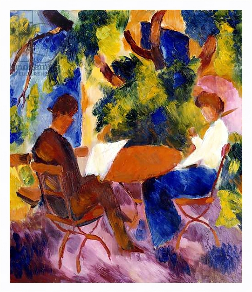 Постер At the Garden Table, 1914 с типом исполнения На холсте в раме в багетной раме 221-03